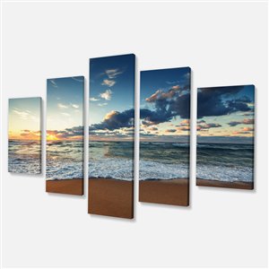 Designart Canada Sunrise Above the Ocean 32-in x 60-in 5 Panel Wall Art