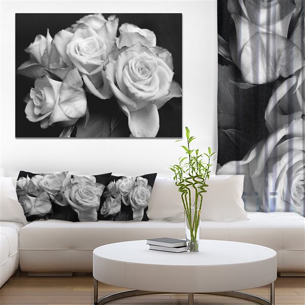 DESIGNART CANADA Bouquet de roses en noir et blanc, tableau, 30
