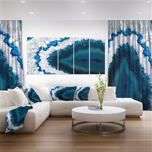 Designart Canada Blue Brazilian Geode 28-in x 60-in 5 Panel Canvas Wall Art