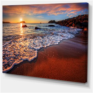 Designart Canada Stunning Ocean Beach at Sunset 30-in x 40-in Canvas Wall Art