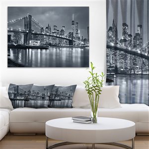 Designart Canada Panorama New York City at Night 30-in x 40-in Canvas Wall Art