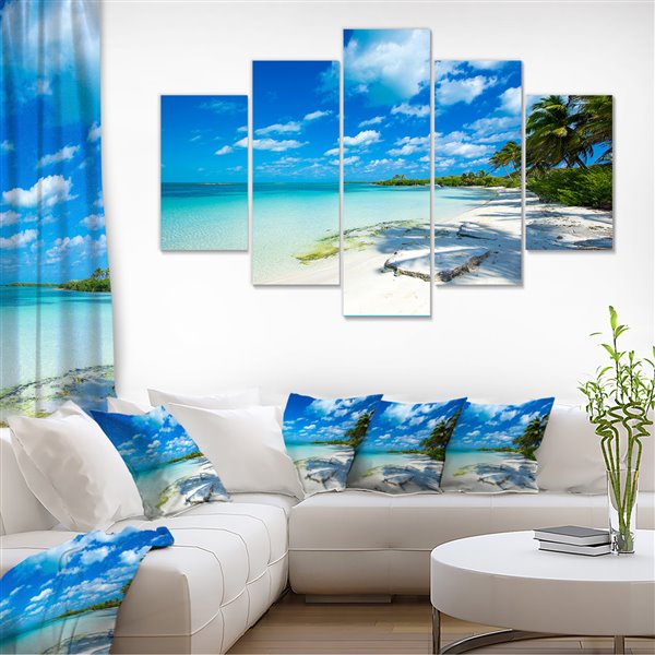 Plage tropicale avec Palm Shadows -Tableaux- 60x32 - 5PD