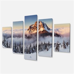 Designart Canada White Mountain Landscape 32-in x 60-in 5 Panel Wall Art