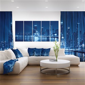Nuit bleue à Chicago, toile imprimée, 60"x28", 5 pièces