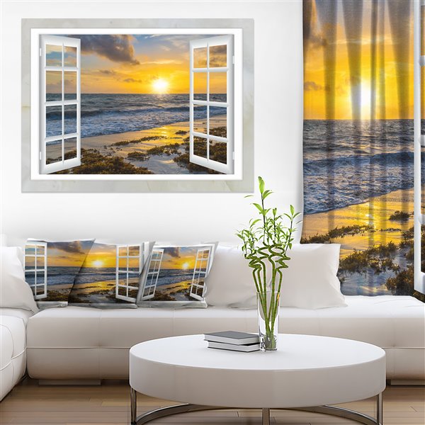 Designart Canada Open Window to Bright Yellow Sunset 30-in x 40-in Wall Art