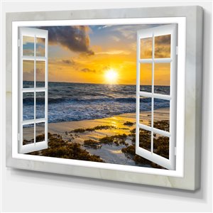 Designart Canada Open Window to Bright Yellow Sunset 30-in x 40-in Wall Art