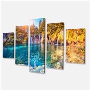 Designart Canada Sunny Turquoise Water 32-in x 60-in 5 Panel Wall Art