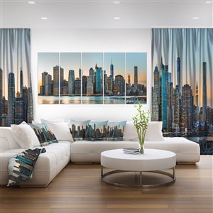 Horizon new-yorkais, impression sur toile, 60"x28", 5 pièces