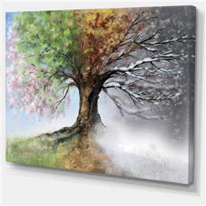 Designart Canada Four Seasons Tree Print on Canvas 30-in x 40-in