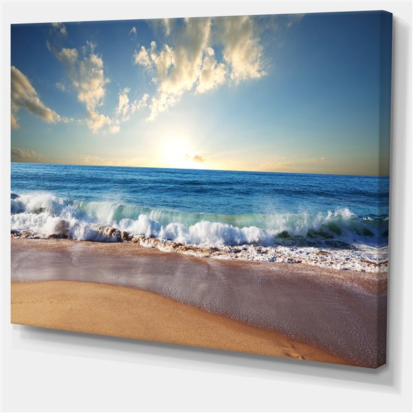 Tableau, coucher de soleil sur la mer, 30" x 40"