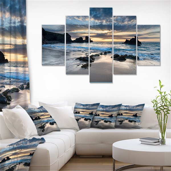 Designart Canada Porthcothan Bay Canvas Print 32-in x 60-in 5 Panel Wall Art