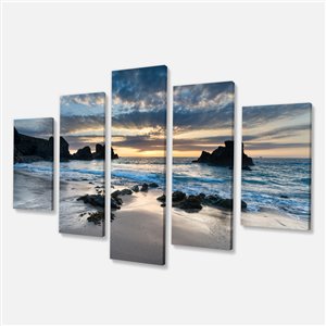 Designart Canada Porthcothan Bay Canvas Print 32-in x 60-in 5 Panel Wall Art