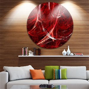 Toile ronde en métal, nuages agités, diamètre 29", rouge
