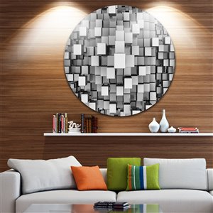 Designart Canada Black and Grey Cubes 11-in Round Metal Wall Art