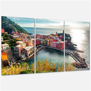 Designart Canada Vernazza Bay Aerial View 28-in x 36-in 3 Panel Wall Art