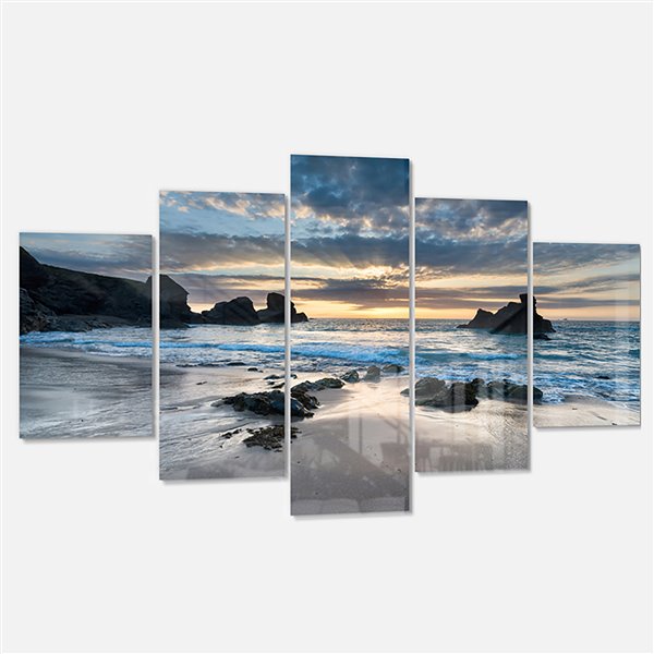 Designart Canada Beautiful Porthcothan Bay 60-in x 32-in 5 Panel Wall Art