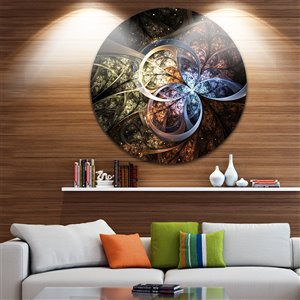 Designart Canada Dark Brown Fractal Flower 11-in Round Metal Wall Art