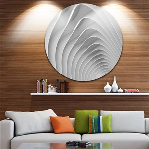 Designart Canada White 3D Waves 11-in Round Metal Wall Art