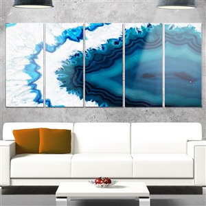 Toile en métal, géode bleu brésilien, 28" x 60", 5 panneaux