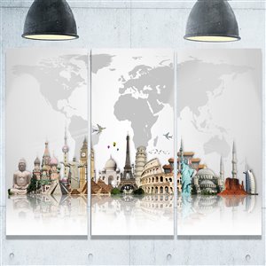 Designart Canada Famous Monuments Metal Print 28-in x 36-in 3 Panel Wall Art
