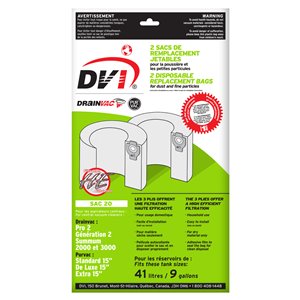 Drainvac Disposable Cloth Dust Bags (2 Pack)