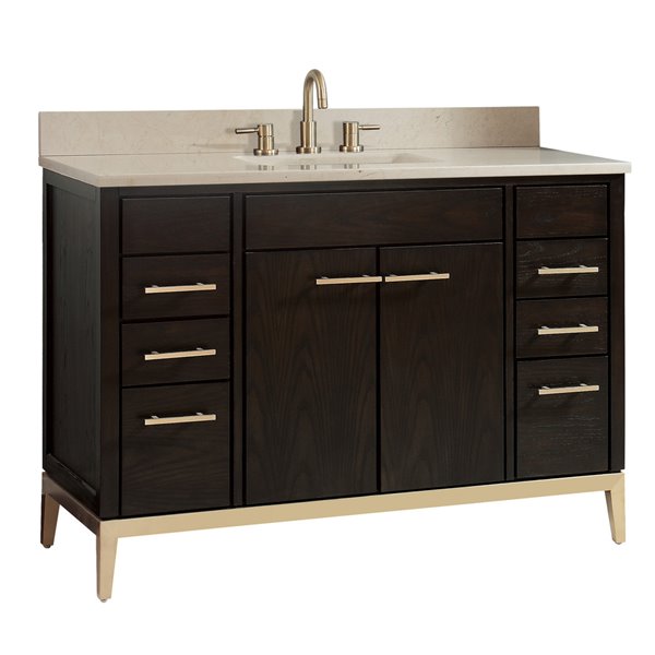 Avanity Hepburn 49-in White Single Sink Bathroom Vanity with Crema Marfil Natural Marble Top Vanity