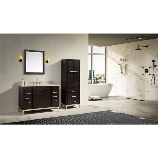 Avanity Hepburn 49-in White Single Sink Bathroom Vanity with Crema Marfil Natural Marble Top Vanity