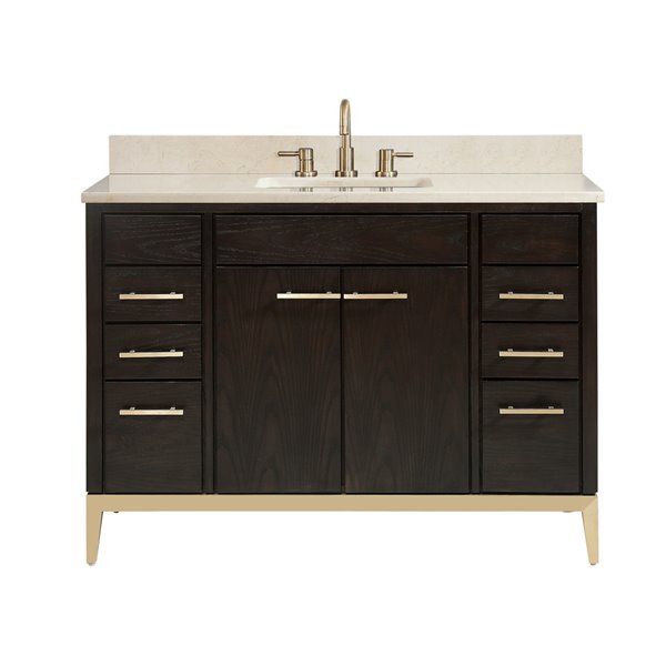 Avanity Hepburn 49-in White Single Sink Bathroom Vanity with Crema Marfil Natural Marble Top Vanity