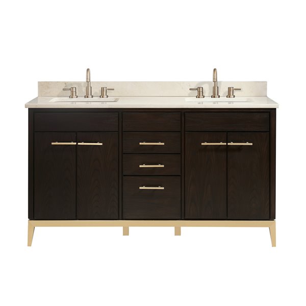 Avanity Hepburn 61in White Single Sink Bathroom Vanity with Crema