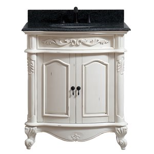 Avanity Provence 31-in Antique White Single Sink Bathroom Vanity with Granite Countertop