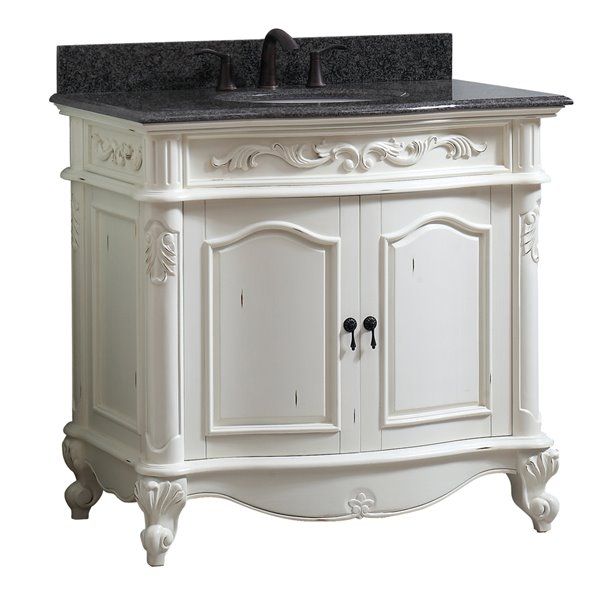 Avanity Provence 37 In Single Sink White Bathroom Vanity With Granite Top Provence Vs37 Aw Rona