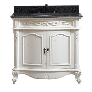 Avanity Provence 37-in Single Sink White Bathroom Vanity with Granite Top