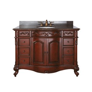 Avanity Provence 49-in Single Sink Cherry Bathroom Vanity with Granite Top