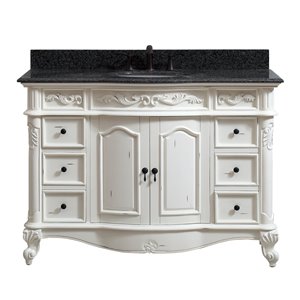 Avanity Provence 49-in Single Sink White Bathroom Vanity with Granite Top