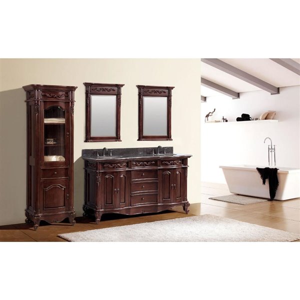 Avanity Provence 61-in Double Sink Cherry Bathroom Vanity ...