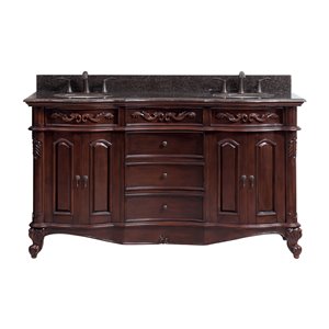 Avanity Provence 61-in Double Sink Cherry Bathroom Vanity with Granite Top