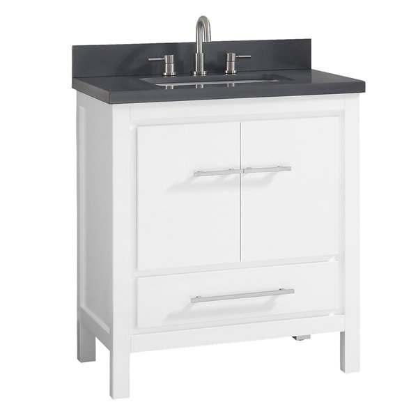 Meuble-lavabo simple blanc Riley d'Azzuri de 31 po avec comptoir en quartz