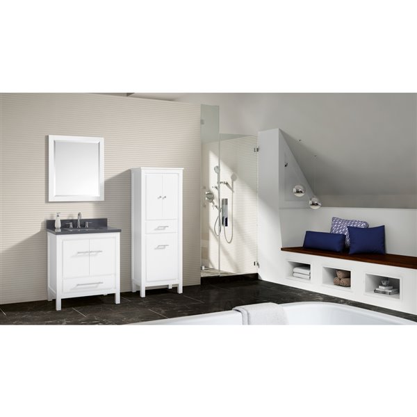 Meuble-lavabo simple blanc Riley d'Azzuri de 31 po avec comptoir en quartz