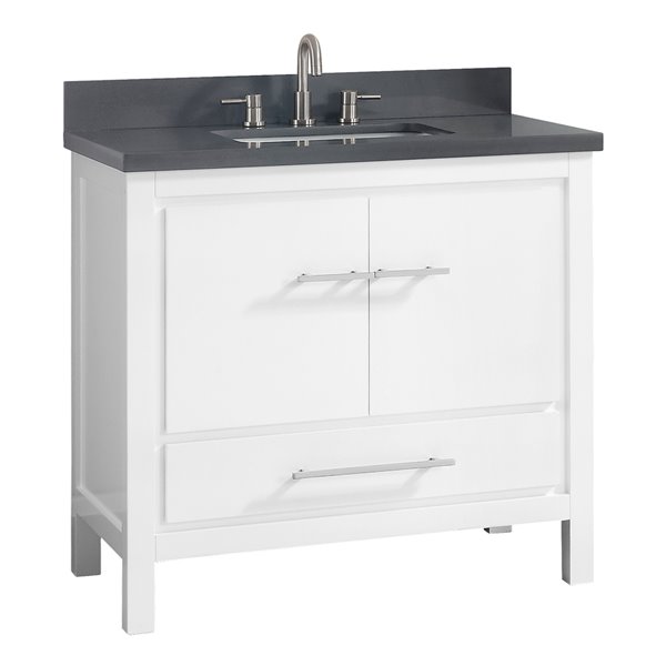 Meuble-lavabo simple blanc Riley d'Azzuri de 37 po avec comptoir en quartz