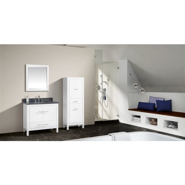 Meuble-lavabo simple blanc Riley d'Azzuri de 37 po avec comptoir en quartz