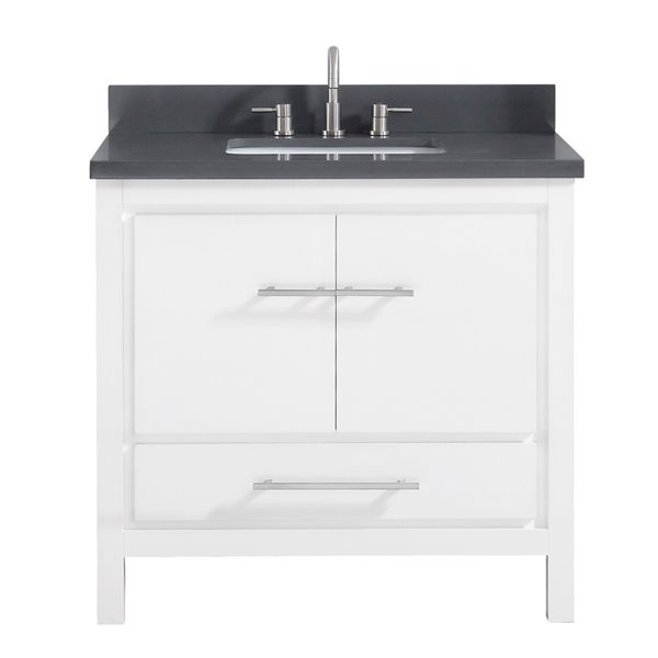 Meuble-lavabo simple blanc Riley d'Azzuri de 37 po avec comptoir en quartz