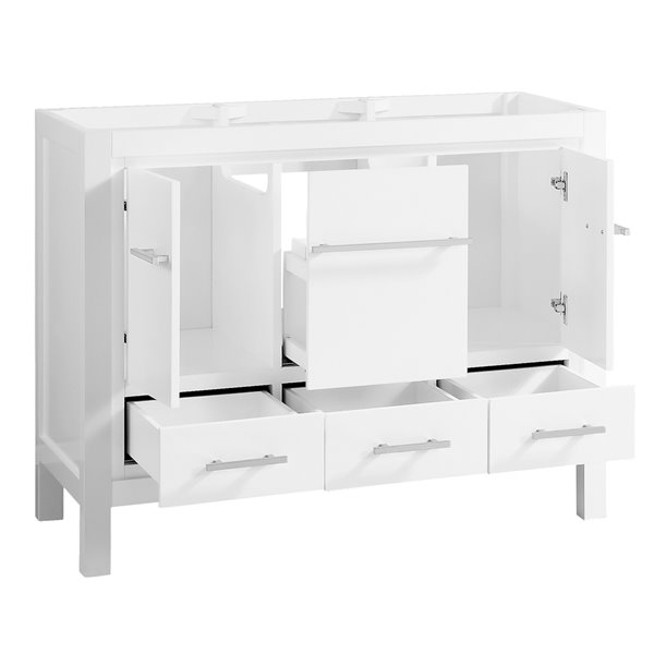 Meuble-lavabo simple blanc Riley d'Azzuri de 43 po avec comptoir en quartz