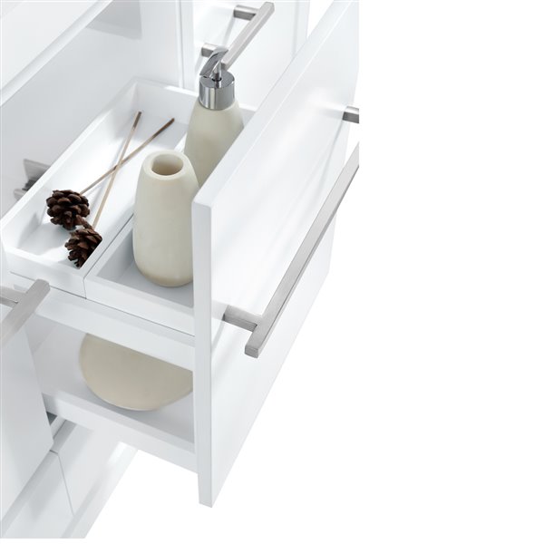 Meuble-lavabo simple blanc Riley d'Azzuri de 43 po avec comptoir en quartz