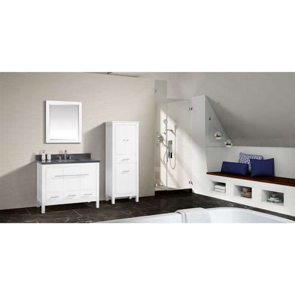 Meuble-lavabo simple blanc Riley d'Azzuri de 43 po avec comptoir en quartz