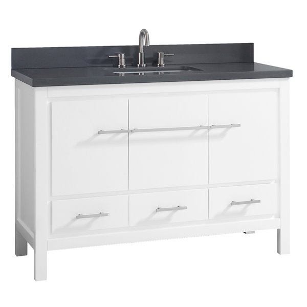 Meuble-lavabo simple blanc Riley d'Azzuri de 49 po avec comptoir en quartz