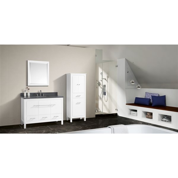 Meuble-lavabo simple blanc Riley d'Azzuri de 49 po avec comptoir en quartz