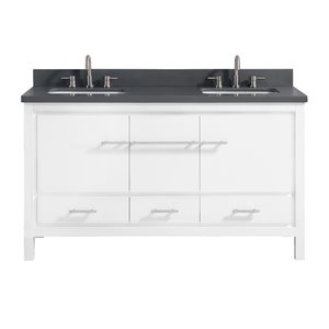 Meuble-lavabo double blanc Riley d'Azzuri de 61 po avec comptoir en quartz