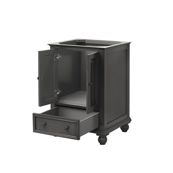 Meuble-lavabo simple Thompson d'Avanity de 25 po gris charbon avec comptoir de marbre de Carrare