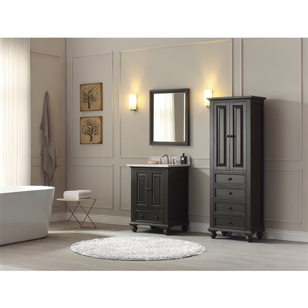 Meuble-lavabo simple Thompson d'Avanity de 25 po gris charbon avec comptoir de marbre de Carrare