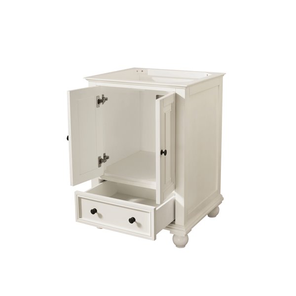 Avanity Thompson 25-in French White Single Sink Bathroom Vanity with Carrera Marble Top